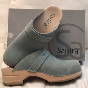 Sanita Suede clogs, size 39 “Rita” baby blue